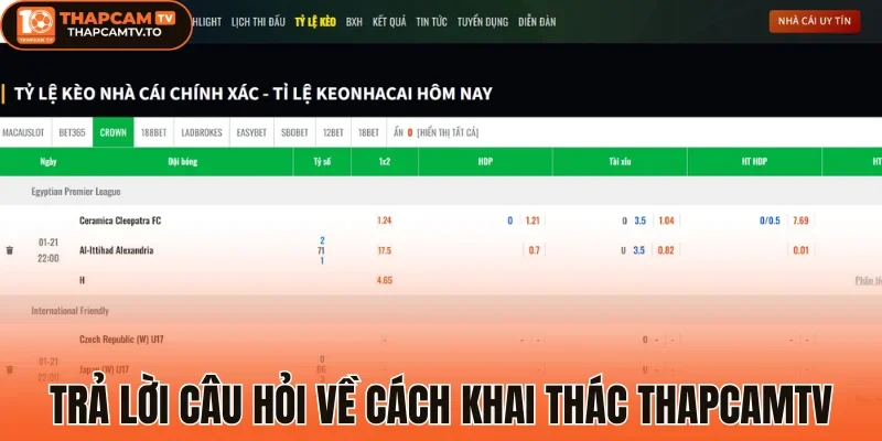 Trả lời câu hỏi về cách khai thác web thapcamtv