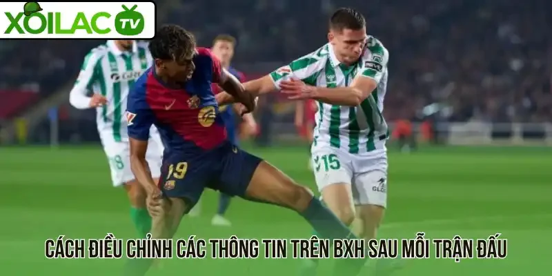 Cách điều chỉnh các thông tin trên BXH sau mỗi trận đấu