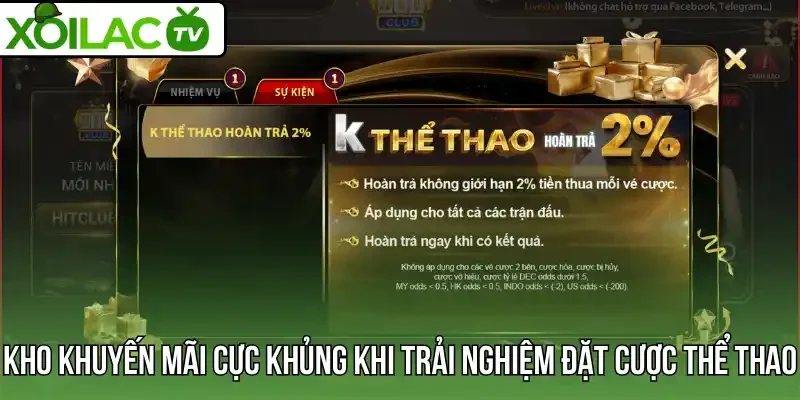 Kho khuyến mãi cực khủng khi trải nghiệm đặt cược thể thao