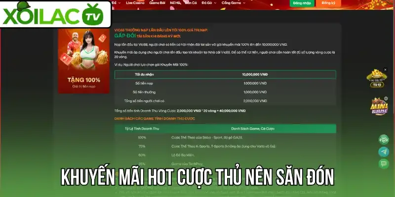 Khuyến mãi hot cược thủ nên săn đón