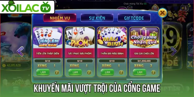 Khuyến mãi vượt trội của cổng game