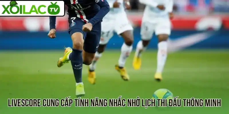 Livescore cung cấp tính năng nhắc nhở lịch thi đấu thông minh